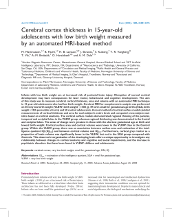 Cerebral cortex thickness in 15-year-old