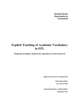 Explicit Teaching of Academic Vocabulary in EFL