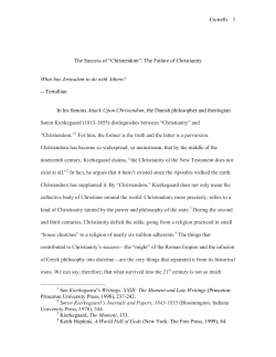 Cicirelli 1 The Success of “Christendom”: The Failure of Christianity