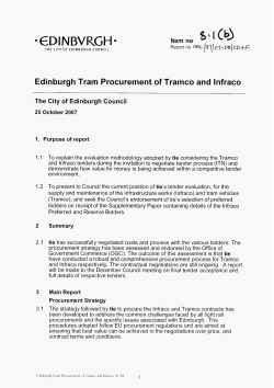 Edinburgh Tram Procurement of Tramco and lnfraco