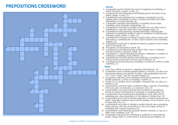 Prepositions Crossword with word list