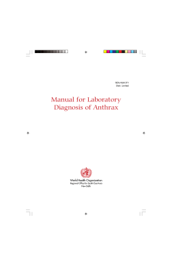 Manual for Laboratory Diagnosis of Anthrax