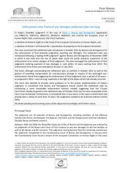 Enforcement time-frame of war damages settlement plan