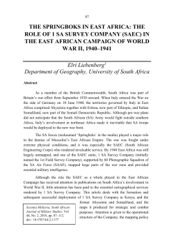 THE SPRINGBOKS IN EAST AFRICA: THE ROLE OF 1 SA SURVEY