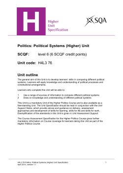 Politics: Political Systems (Higher) Unit SCQF: level 6 (6 SCQF credit