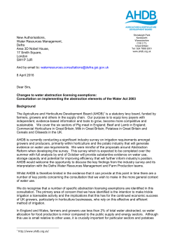 New Authorisations, Water Resources Management, Defra Area 3D