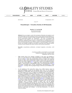 Pananthropoi &ndash; Towards a Society of All Humanity