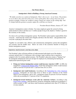 1 Immigration`s Role in Building a Strong American Economy &ldquo;We