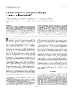 Adipose Tissue Metabolism in Benign Symmetric Lipomatosis*