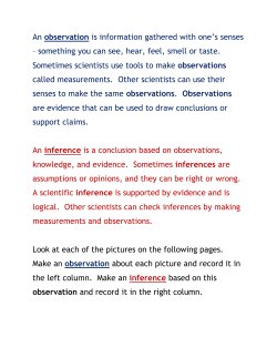 An observation is information gathered with one`s senses