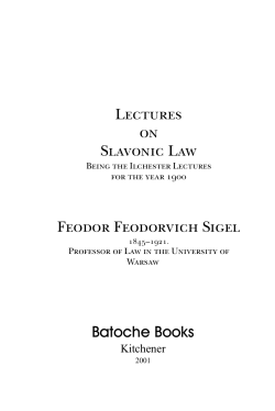 Lectures on Slavonic Law - McMaster University, Canada