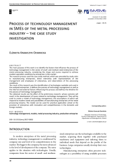 Process of technology management in SMEs of the metal