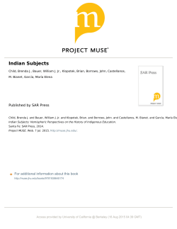 Indian Subjects - Townsend Working Groups