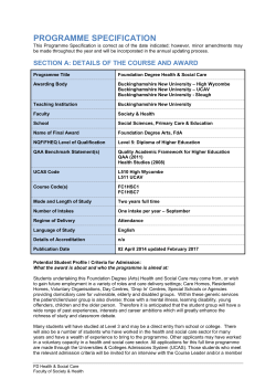 Programme Specification - Buckinghamshire New University