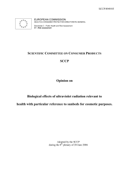 SCCP Opinion on Biological effects of ultraviolet radiation relevant