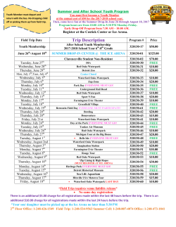 2017 Summer and After School Youth Program Field Trips