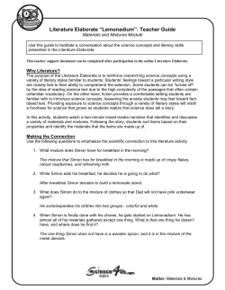 Literature Elaborate “Lemonadium”: Teacher Guide