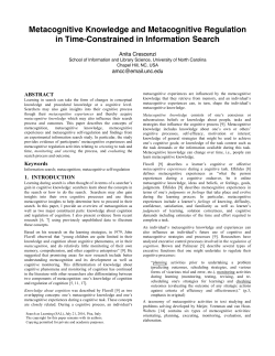 Metacognitive Knowledge and Metacognitive Regulation in Time