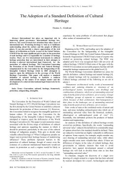 The Adoption of a Standard Definition of Cultural Heritage