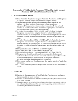 Particulate Phosphorus Method - Nutrient Analytical Services