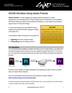 AVCHD Workflow Using Adobe Prelude