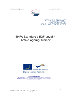 EHFA Standards EQF Level 4 Active Ageing Trainer