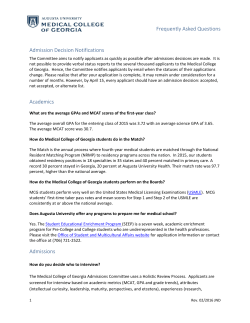 Frequently Asked Questions Admission Decision