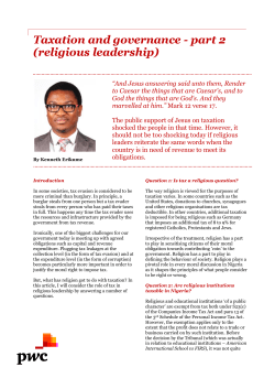 Taxation and governance - part 2 (religious leadership)