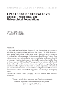 A PEDAGOGY OF RADICAL LOVE: Biblical, Theological, and