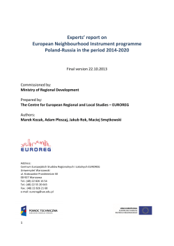 Experts` report on European Neighbourhood
