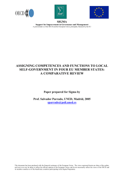 Assigning Competences and Functions to Local Self