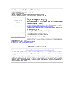 Mindfulness Theory and Effects, Psychological Inquiry