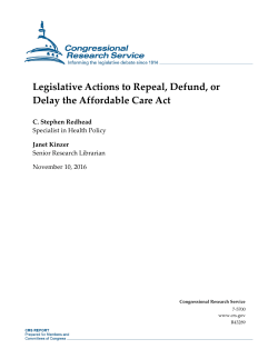 Legislative Actions to Repeal, Defund, or Delay the