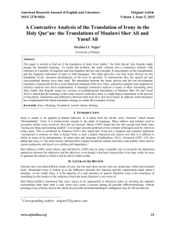 A Contrastive Analysis of the Translation of Irony in the