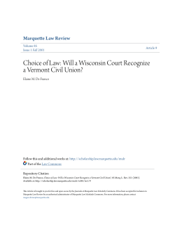 Choice of Law: Will a Wisconsin Court Recognize a Vermont Civil