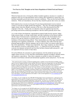 Two Peas in a Pod: Thoughts on the Future Regulation of Global