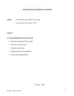 2003, Armenia 2020 1 RESEARCH 10. OLIGARCHS