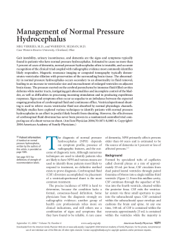 Management of Normal Pressure Hydrocephalus