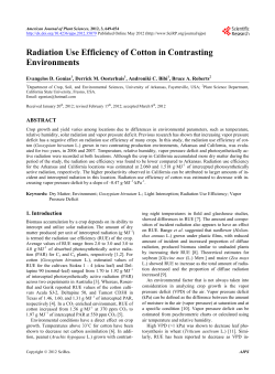Radiation Use Efficiency of Cotton in Contrasting Environments
