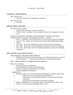 curriculum vitae - Department of Comparative Literature
