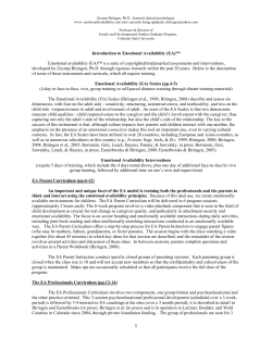 Introduction to Emotional Availability (EA)&trade; Emotional availability