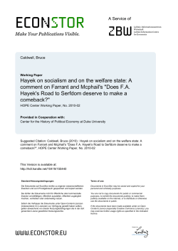 Hayek on socialism and on the welfare state