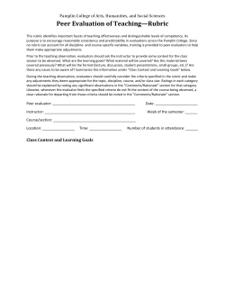 Peer Evaluation of Teaching&mdash;Rubric