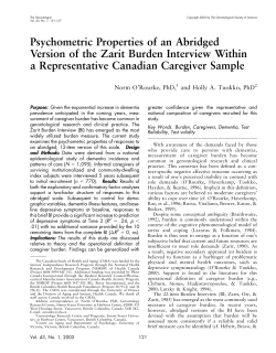 Psychometric Properties of an Abridged Version of the Zarit Burden