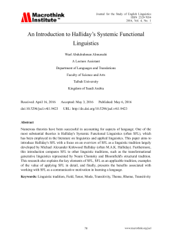 An Introduction to Halliday`s Systemic Functional Linguistics