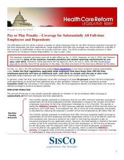 Pay or Play Penalty&mdash;Coverage for Substantially All