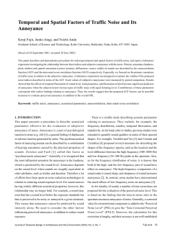 Temporal and Spatial Factors of Traffic Noise and Its Annoyance