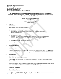 January 20, 2016 Baker City Planning