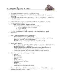 Overpopulation Notes
