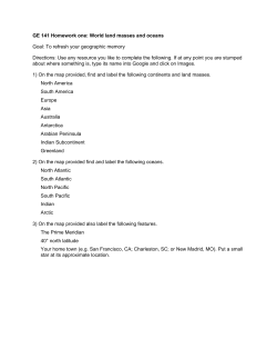 GE 141 Homework one: World land masses and oceans